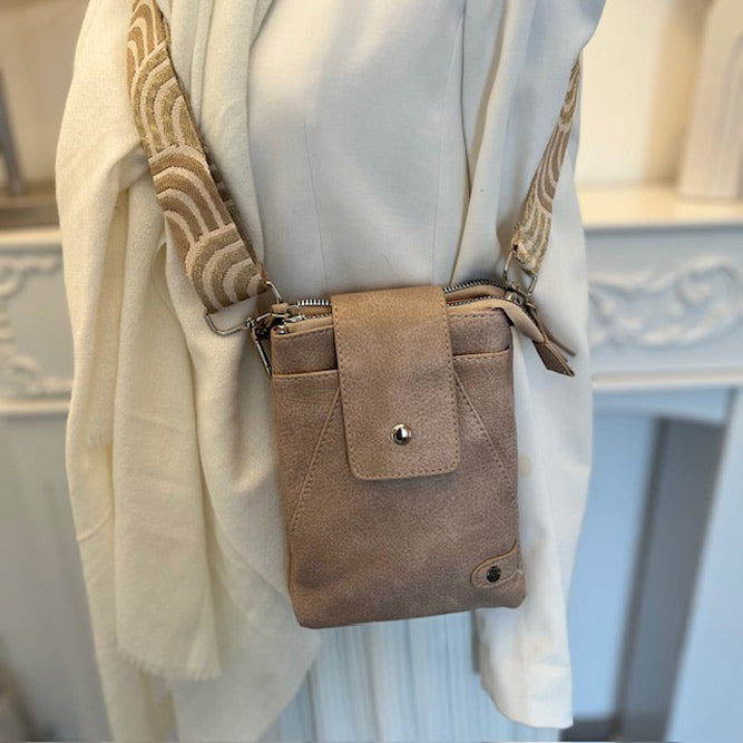 Tasche mit verziertem Tragegurt n Taupe